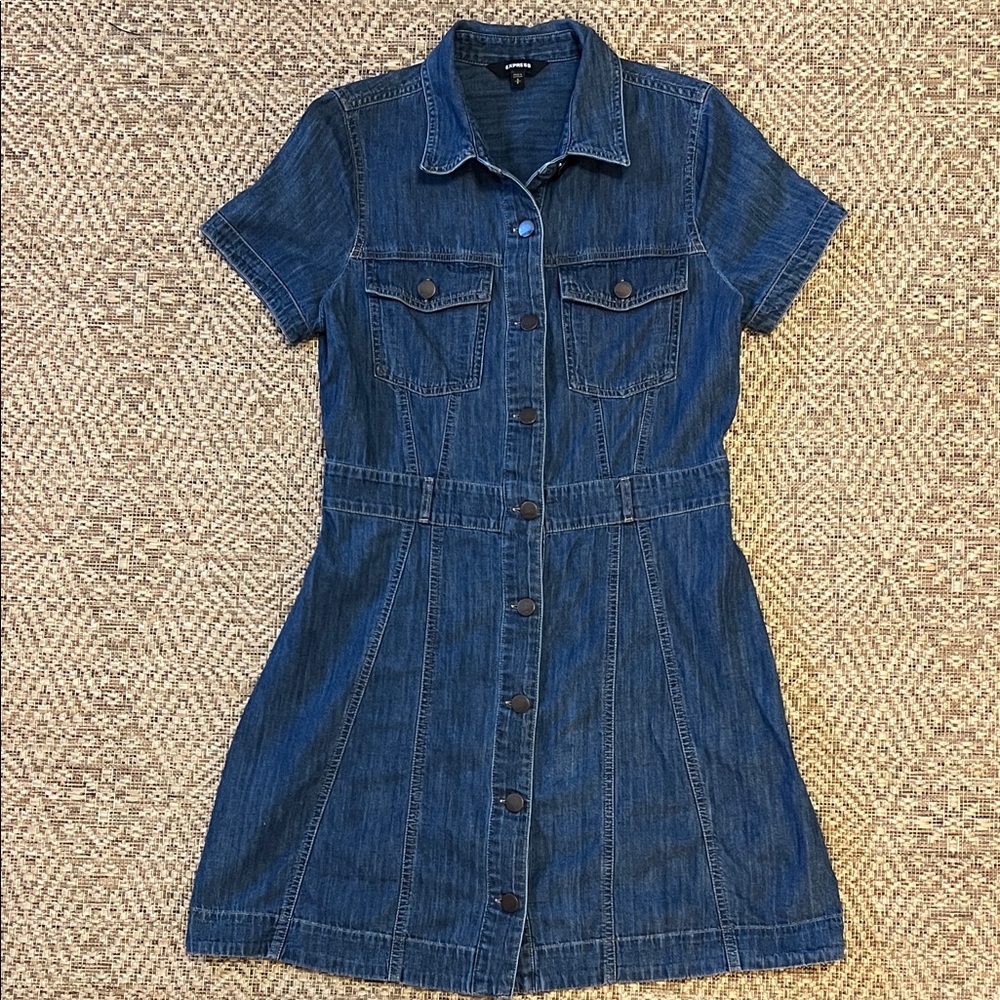 Express Blue Denim Button-Down Dress Womens Size Small